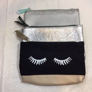 SET of THREE Ipsy Cosmetic Travel Makeup Pouch Bags